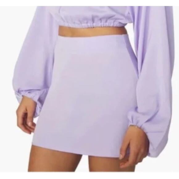 WeWoreWhat Heather Purple Lavender Satin Charmeuse Mini Slip Skirt - M - Picture 1 of 5